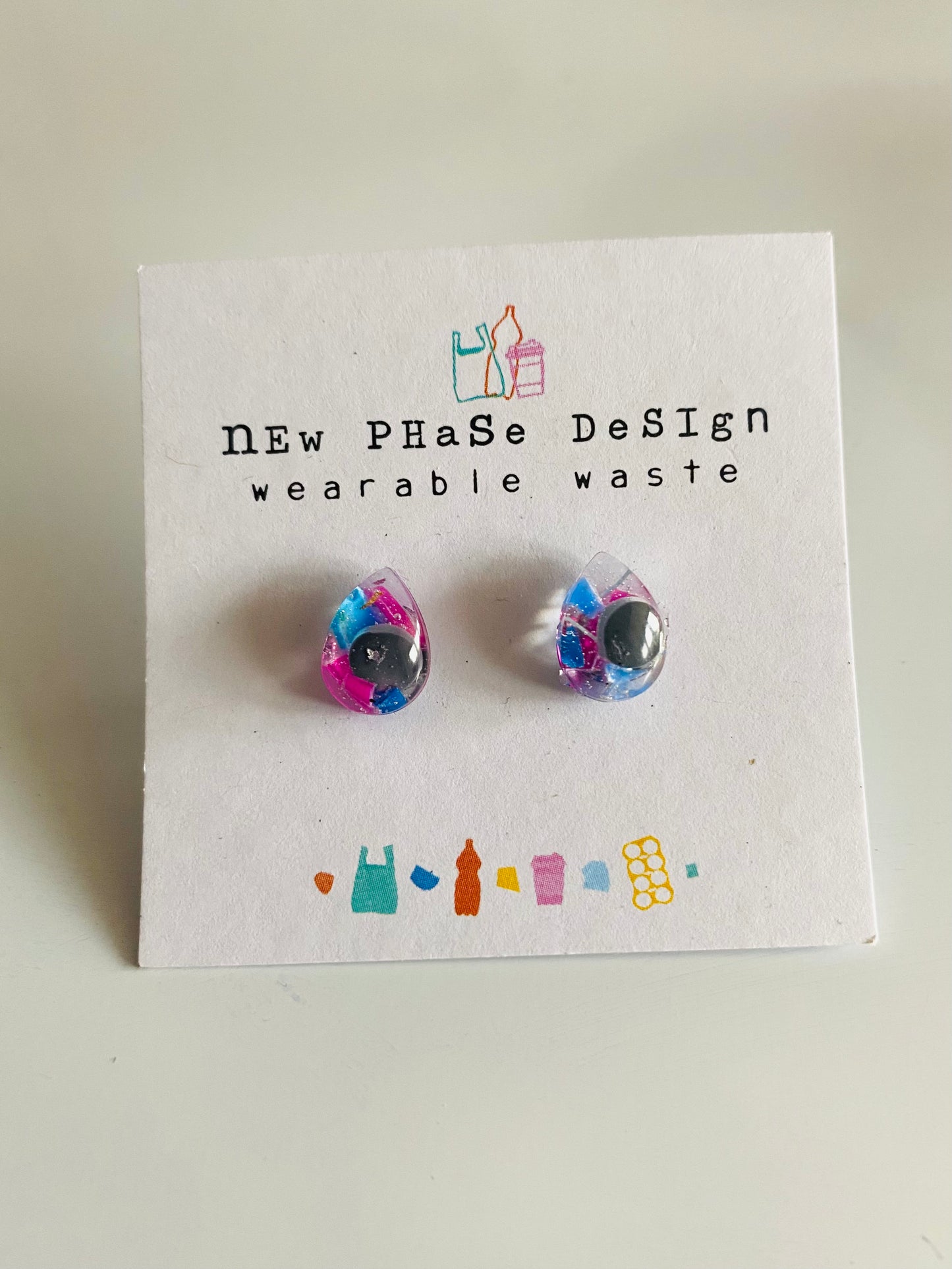 Beach clean studs - tear drop