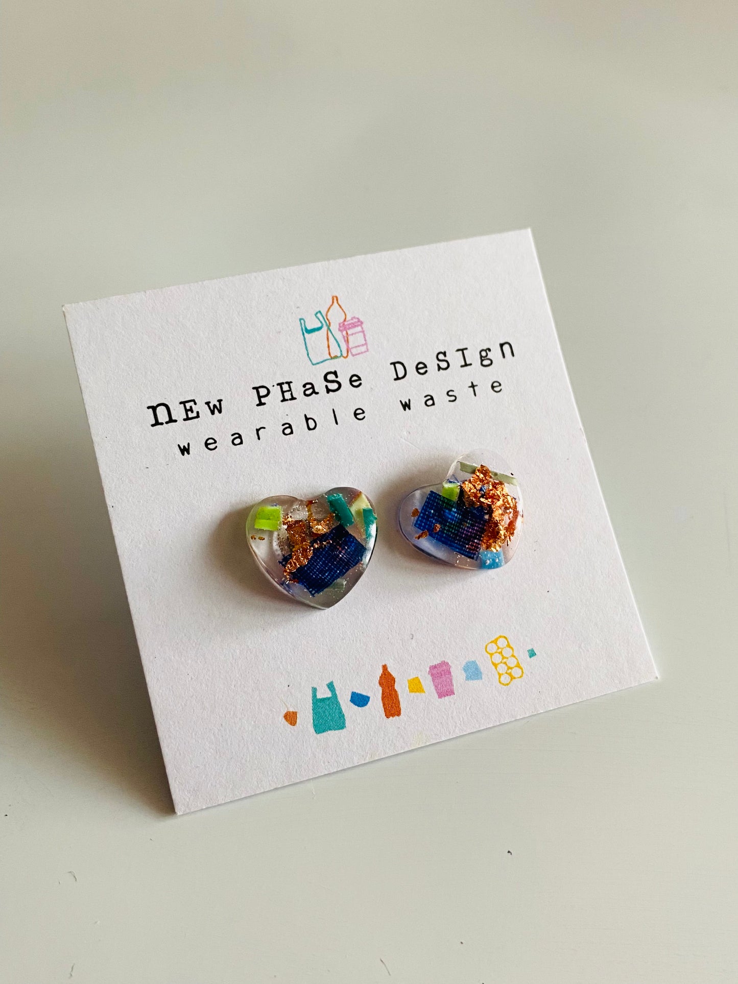 Beach clean - heart studs