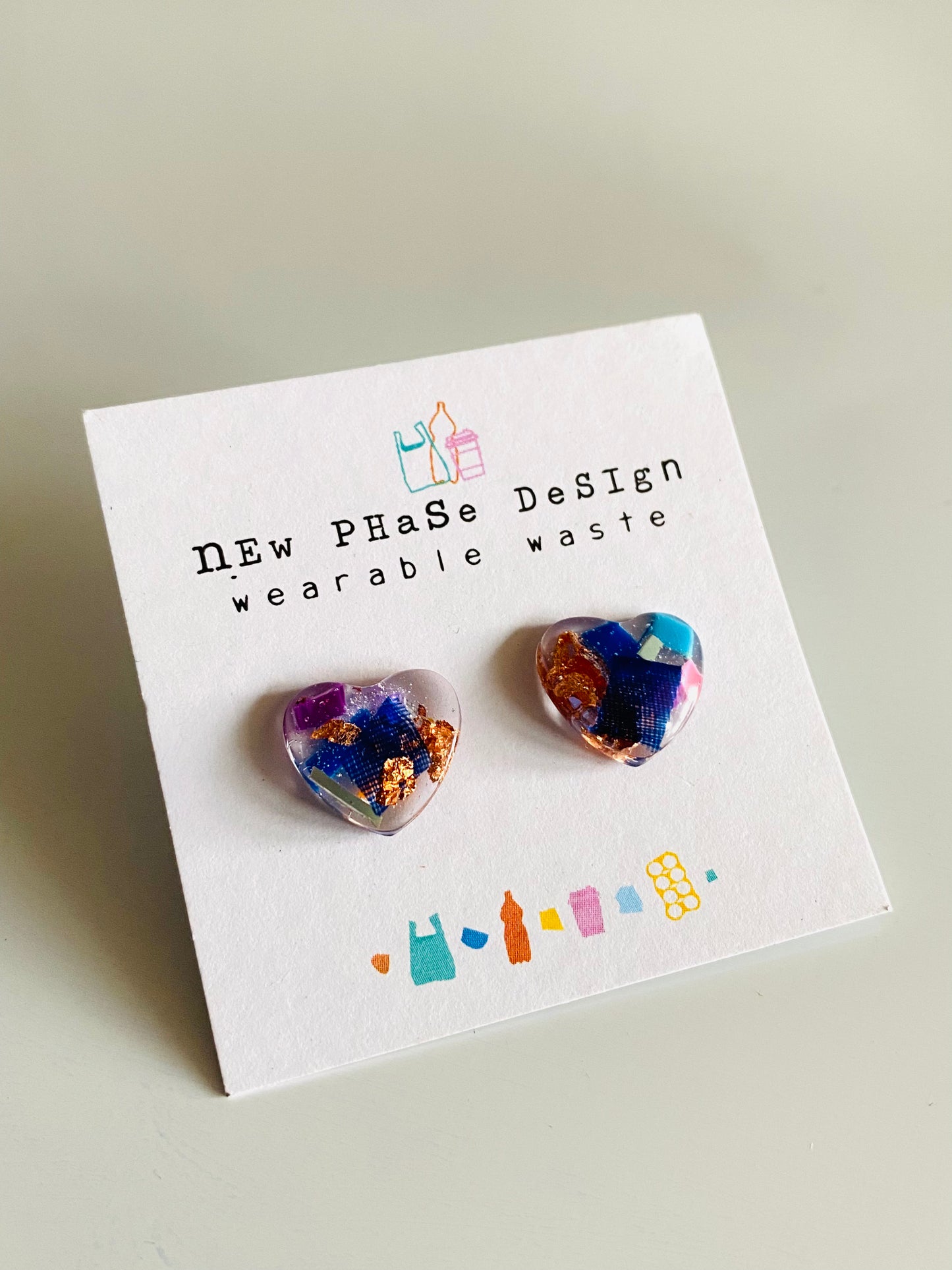 Beach clean - heart studs