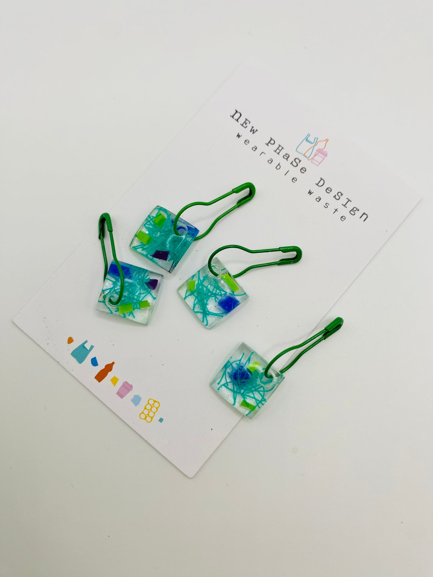 Beach clean stitch markers, knitting markers, crochet markers x 4