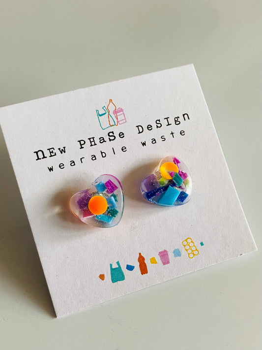 Beach clean - heart studs